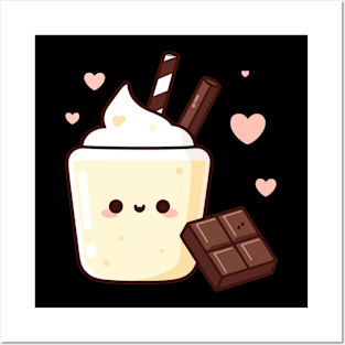 Kawaii Vanilla Milkshake and Chocolate | Kawaii Lover Design | Cute Food Posters and Art